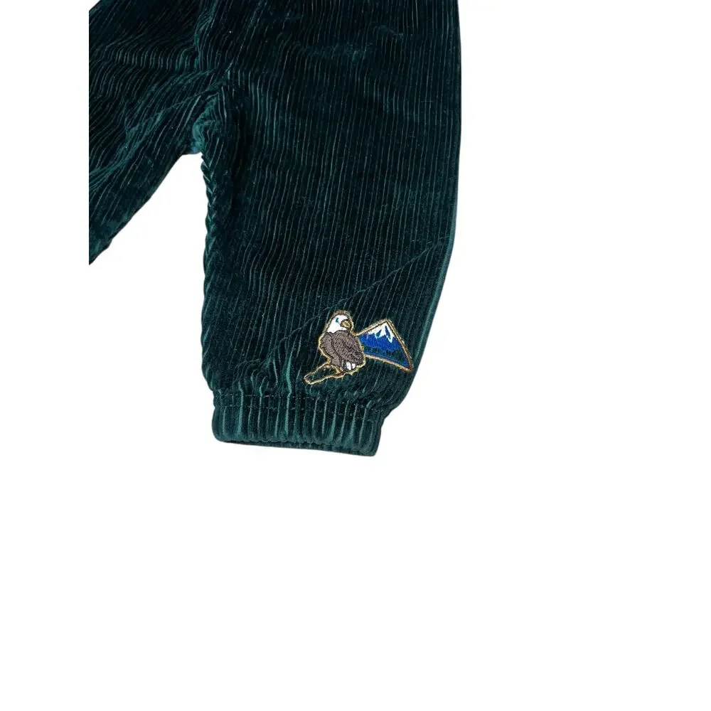 Vintage Carters baby hunter green corduroy pull on pants with eagle 3-6 months